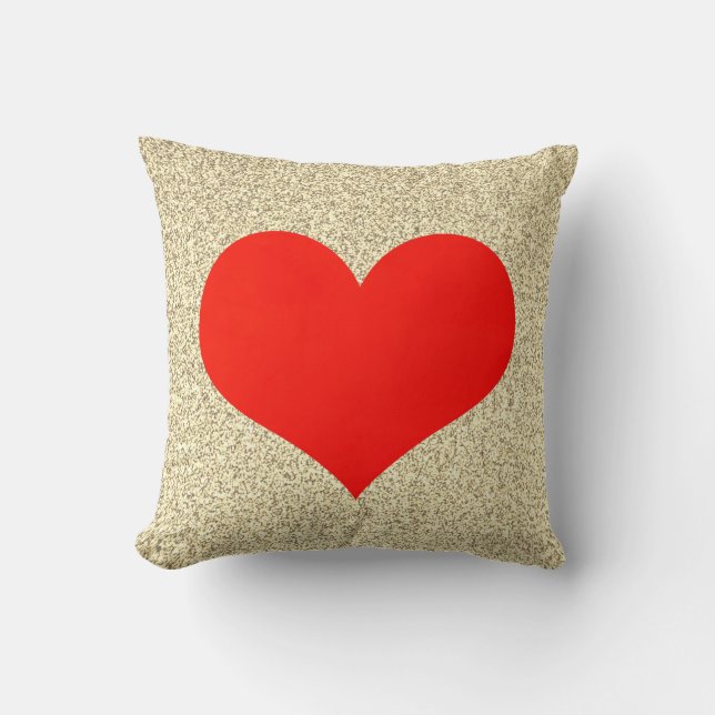 Red Heart Cute Weddings Gold Glittery Bright Cool Cushion (Front)