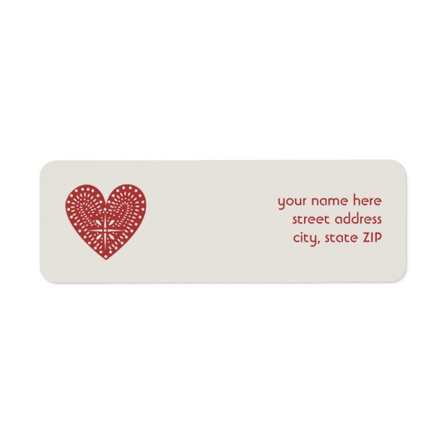Red Heart Cutout Valentine's Address Label Return Address Label (Front)
