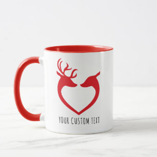 Red Heart Deer Couple Personalised Valentine's Day Mug