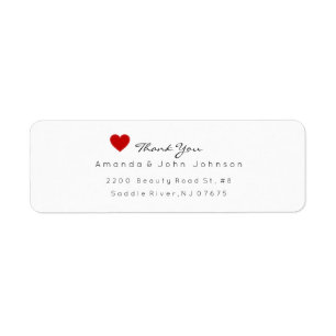 Red Heart Delciate Thank You Wedding Return Address Label