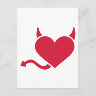 Red heart devil postcard