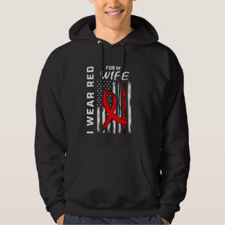 Red Heart Disease Awareness American Flag Graphic  Hoodie