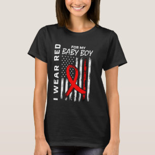 Red Heart Disease Awareness American Flag Graphic  T-Shirt