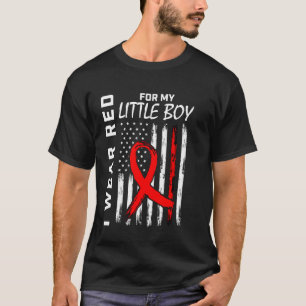 Red Heart Disease Awareness American Flag Little B T-Shirt