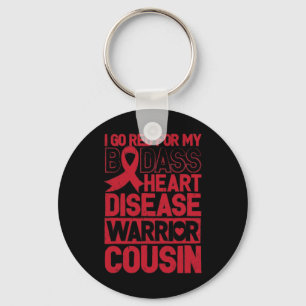 Red Heart Disease Awareness Bad Warrior Cousin  Key Ring
