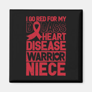 Red Heart Disease Awareness Bad Warrior Niece Magnet