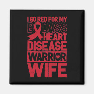 Red Heart Disease Awareness Bad Warrior Wife Magnet