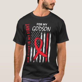 Red Heart Disease Awareness Flag Godson Supporter T-Shirt