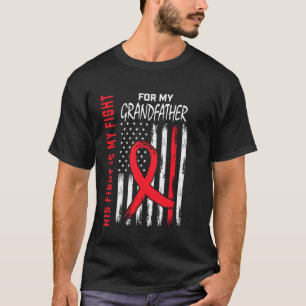 Red Heart Disease Awareness Flag Grandpa Grandfath T-Shirt
