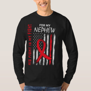 Red Heart Disease Awareness Flag Nephew Supporter  T-Shirt