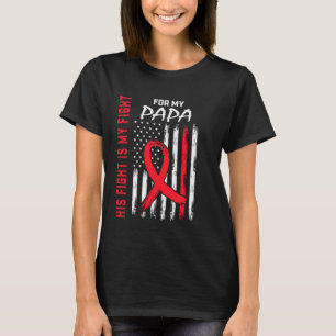 Red Heart Disease Awareness Flag Papa Supporter Pr T-Shirt