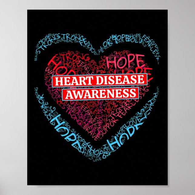 Red Heart Disease Awareness For Men Women  Poster (Front)
