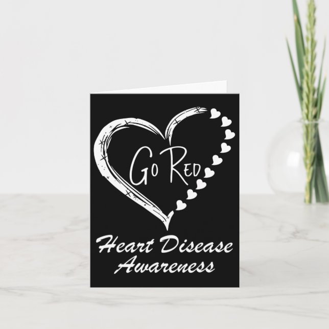 Red Heart Disease We Wear Red Go Red Heart Disease Card (Front)