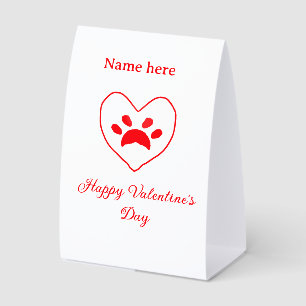 Red heart dog cat paw happy Valentine's day name