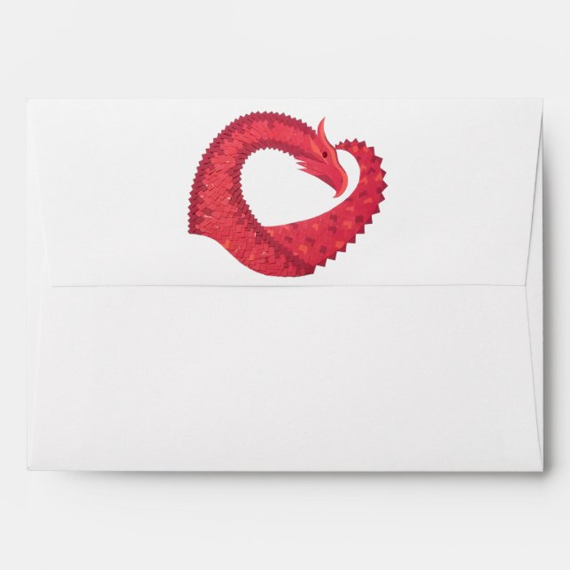 Red heart dragon on white envelopes (Back (Top Flap))