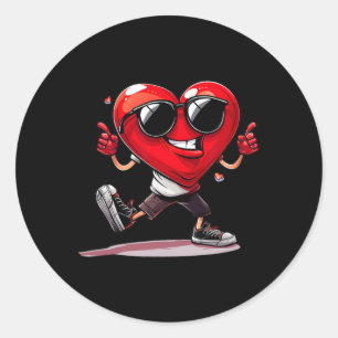Red Heart Enjoying Playful Valentines Design Great Classic Round Sticker