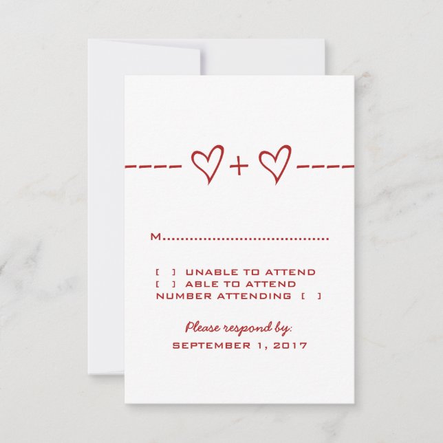 Red Heart Equation Response Card (Front)