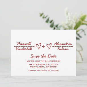 Red Heart Equation Save the Date Invite