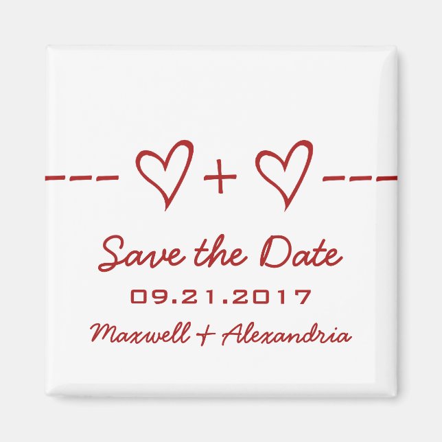 Red Heart Equation Save the Date Magnet (Front)