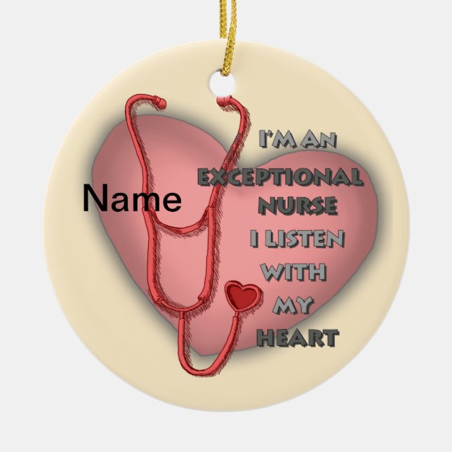 Red heart exceptional nurse  ceramic ornament (Front)