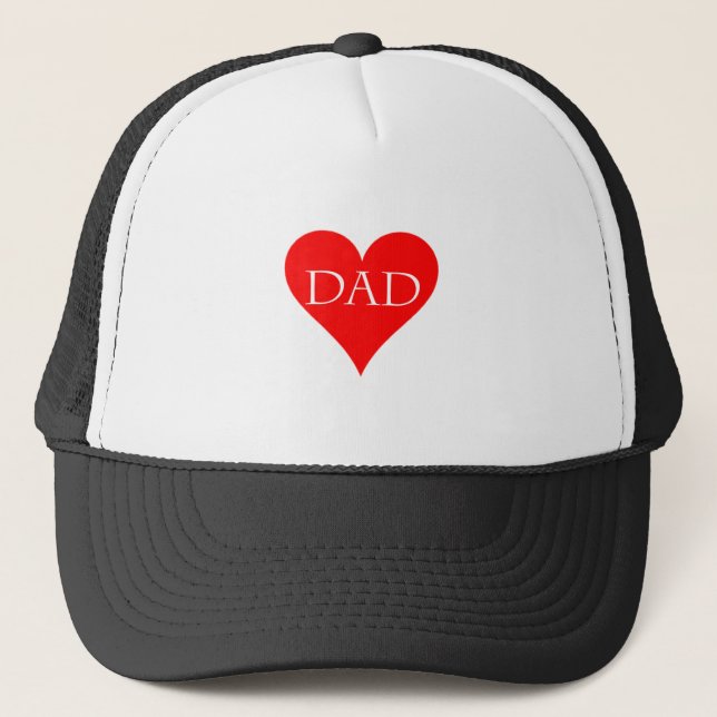Red heart father's day gift trucker hat (Front)