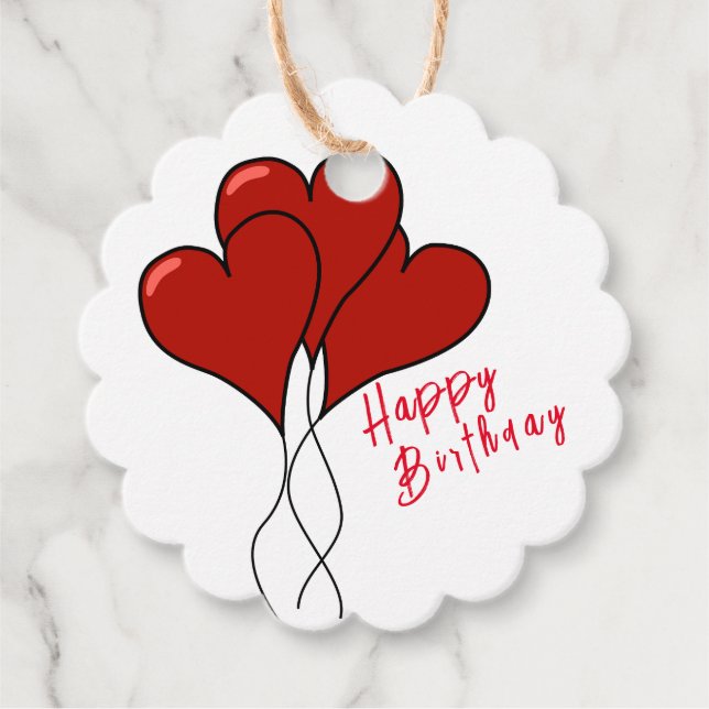 Red heart favour tags (Front)