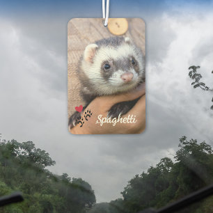 Red Heart Ferret Paw Prints 2 Photos & Name Car Air Freshener
