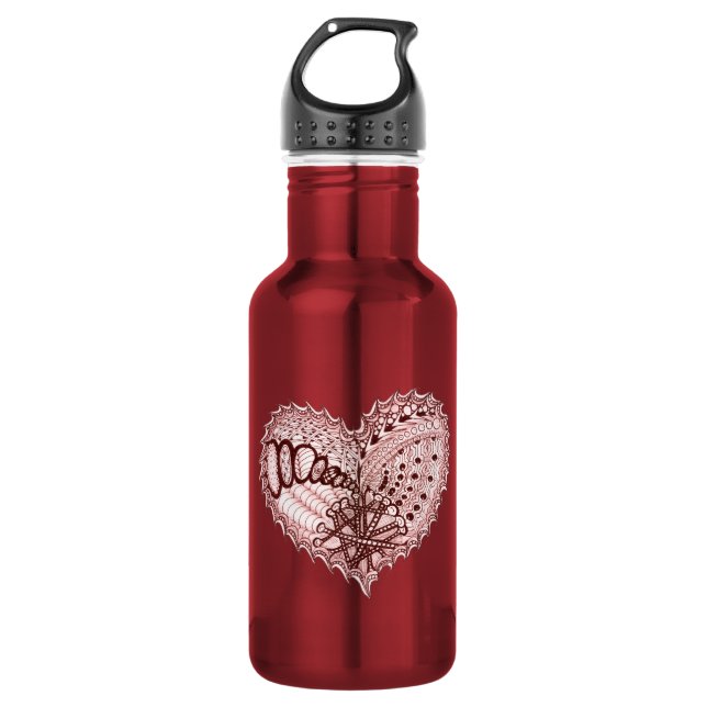 Red Heart Fire Doodle 532 Ml Water Bottle (Front)