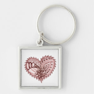 Red Heart Fire Doodle Key Ring