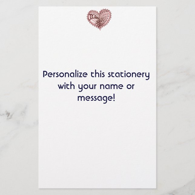 Red Heart Fire Doodle Stationery (Front)