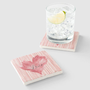 Red Heart Flame Love Stone Coaster