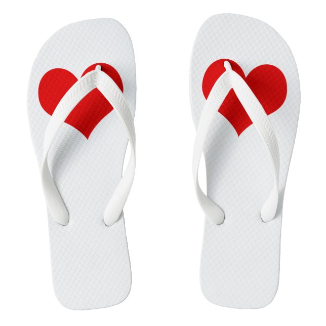 Red Heart  Flips Flops Thongs (Footbed)
