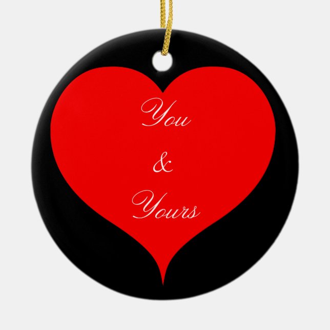 Red Heart Forever Yours Valentine Thunder_Cove Ceramic Ornament (Front)