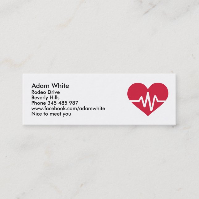 Red heart frequency love mini business card (Front)