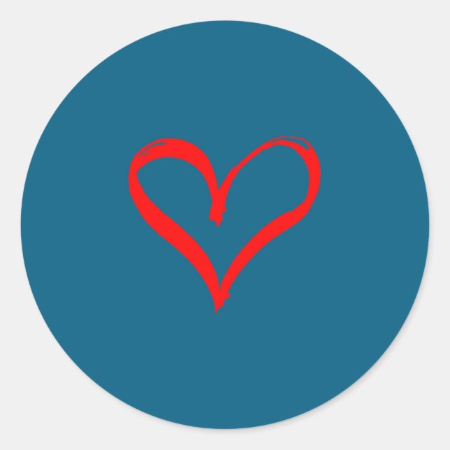 Red Heart Funny Cute Design For Men Women Husband  Classic Round Sticker (Front)