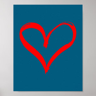 Red Heart Funny Cute Design For Men Women Husband  Poster