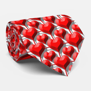 Red Heart Geometric Valentine's Day Pattern Tie