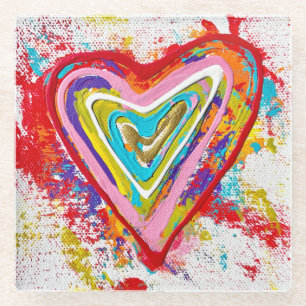 Red Heart Glass Coaster