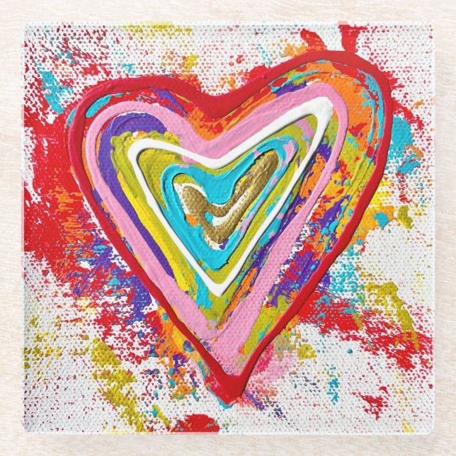 Red Heart Glass Coaster (Front)