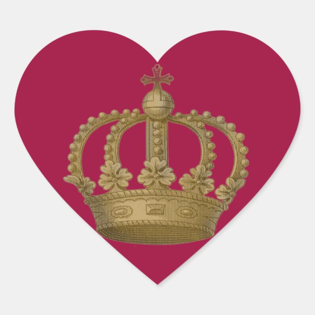 Red Heart Gold Crown Sticker (Front)
