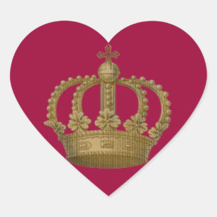 Red Heart Gold Crown Sticker