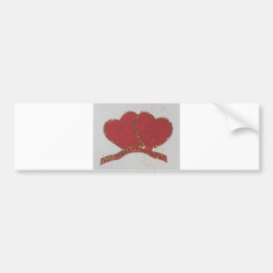 Red heart gold sparkle Valentine's Bumper Sticker