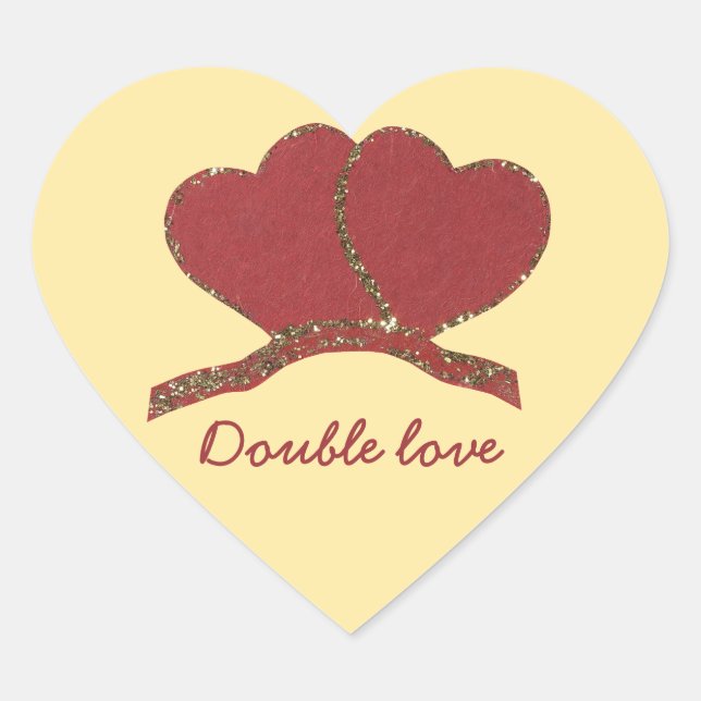 Red heart gold sparkle Valentine's Sticker (Front)