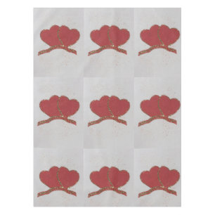 Red heart gold sparkle Valentine's Tablecloth