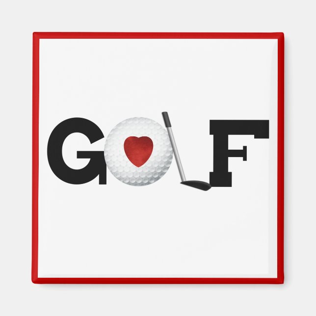 Red Heart Golf T-shirts and Gifts Magnet (Front)