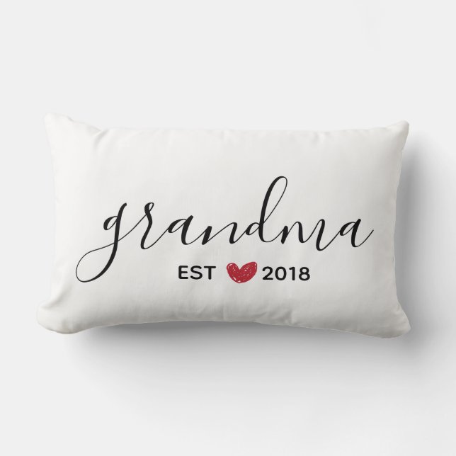 Red Heart Grandmother Established Year Lumbar Cushion (Front)