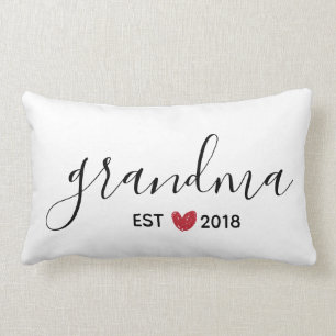 Red Heart Grandmother Established Year Lumbar Cushion