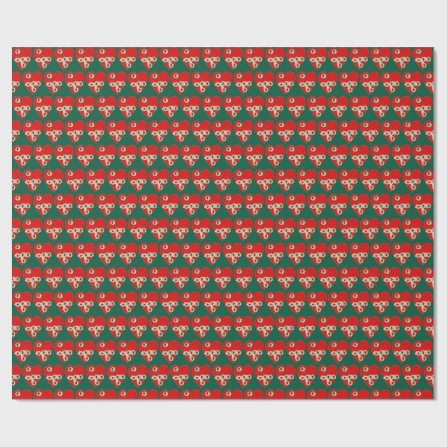 Red Heart Graphic with Torn Punctures  Wrapping Paper (Flat)