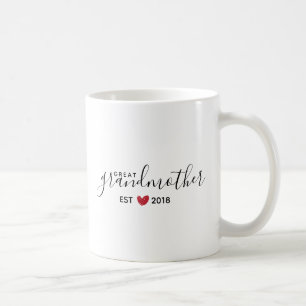 Red Heart Great-Grandmother Est. Year Coffee Mug