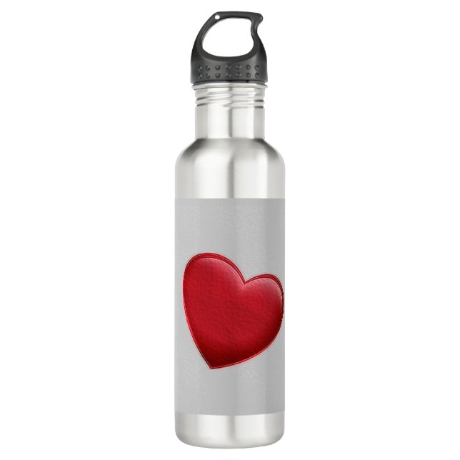 Red Heart Grey Trendy Love Wedding 710 Ml Water Bottle (Front)